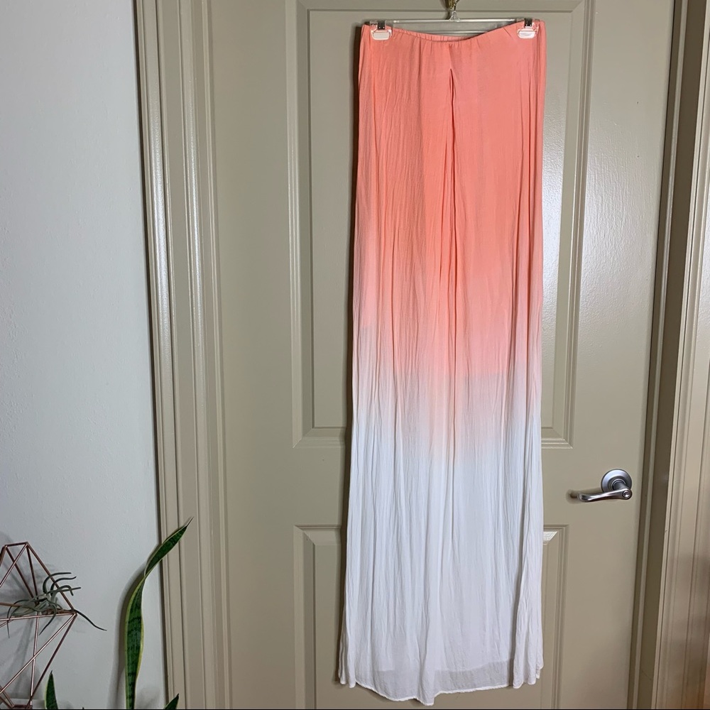 Ombré strapless maxi dress - coral/white- size S